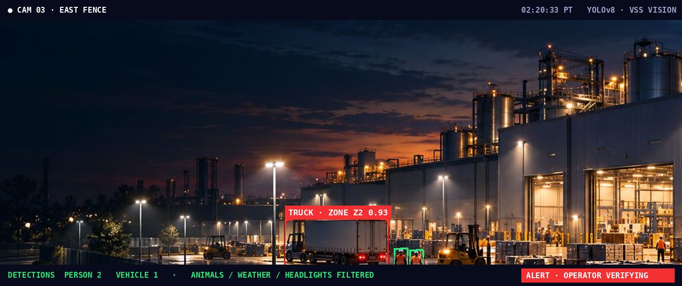 Industrial plant · East fence — AI detection sample